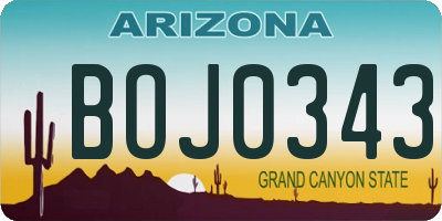 AZ license plate BOJ0343