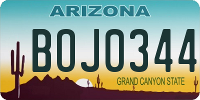 AZ license plate BOJ0344