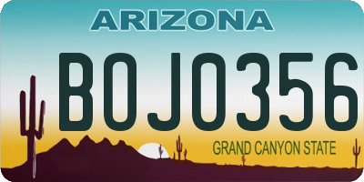 AZ license plate BOJ0356