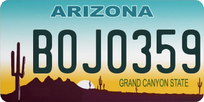 AZ license plate BOJ0359