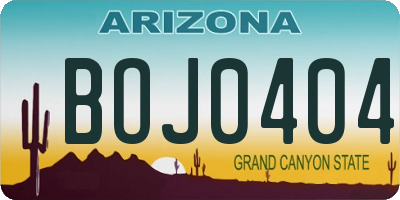 AZ license plate BOJ0404