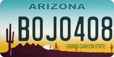 AZ license plate BOJ0408