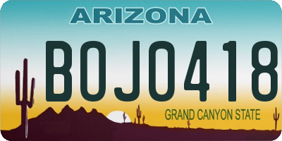 AZ license plate BOJ0418