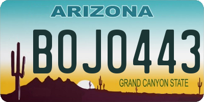 AZ license plate BOJ0443