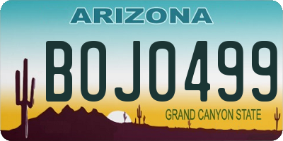 AZ license plate BOJ0499