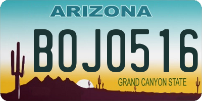 AZ license plate BOJ0516