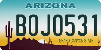 AZ license plate BOJ0531