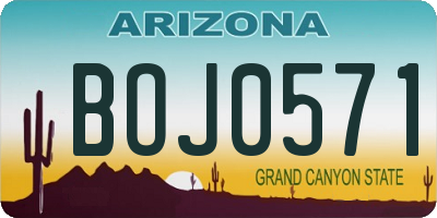 AZ license plate BOJ0571