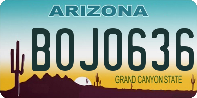 AZ license plate BOJ0636