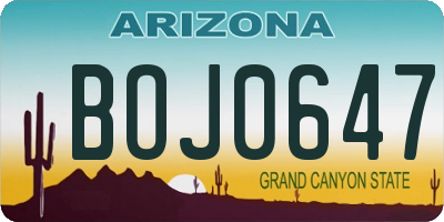 AZ license plate BOJ0647