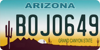 AZ license plate BOJ0649