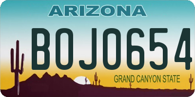 AZ license plate BOJ0654