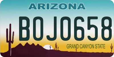 AZ license plate BOJ0658