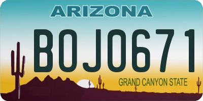 AZ license plate BOJ0671