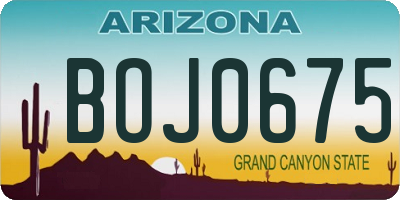 AZ license plate BOJ0675