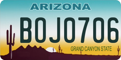 AZ license plate BOJ0706