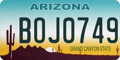 AZ license plate BOJ0749