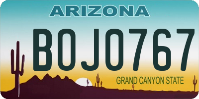 AZ license plate BOJ0767