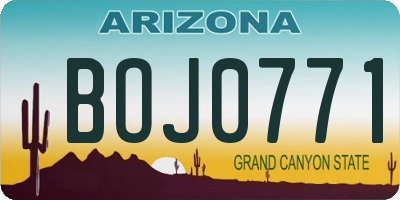 AZ license plate BOJ0771