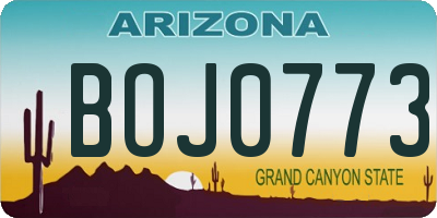 AZ license plate BOJ0773