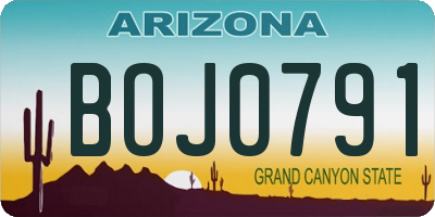 AZ license plate BOJ0791