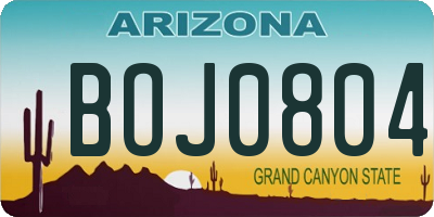 AZ license plate BOJ0804