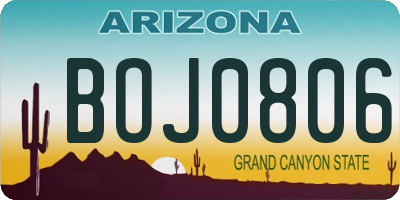 AZ license plate BOJ0806