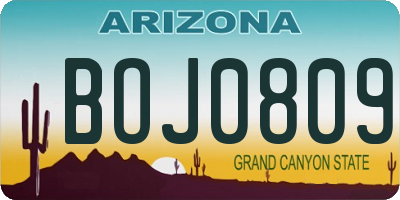 AZ license plate BOJ0809