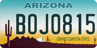 AZ license plate BOJ0815