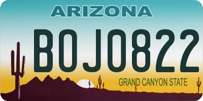 AZ license plate BOJ0822