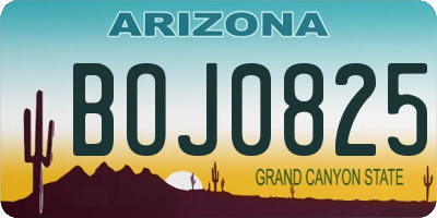 AZ license plate BOJ0825