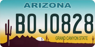 AZ license plate BOJ0828