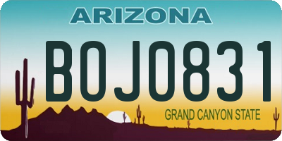AZ license plate BOJ0831
