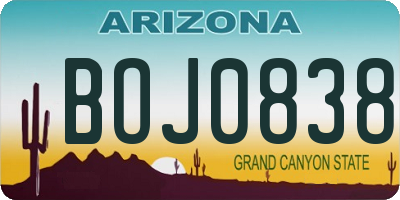AZ license plate BOJ0838