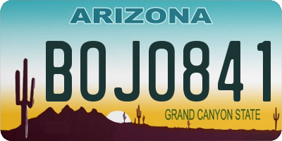 AZ license plate BOJ0841