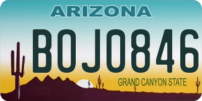 AZ license plate BOJ0846
