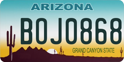 AZ license plate BOJ0868