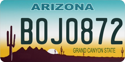 AZ license plate BOJ0872