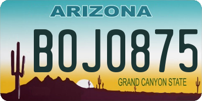 AZ license plate BOJ0875