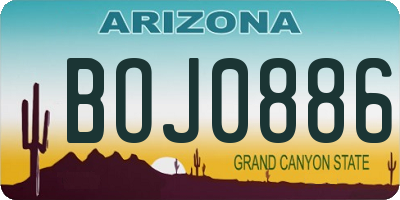 AZ license plate BOJ0886