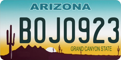AZ license plate BOJ0923