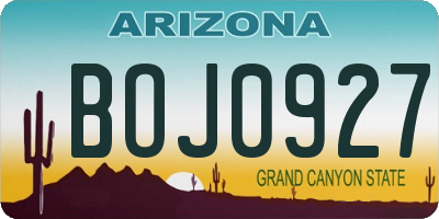 AZ license plate BOJ0927