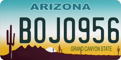 AZ license plate BOJ0956