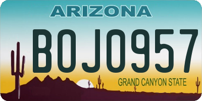 AZ license plate BOJ0957