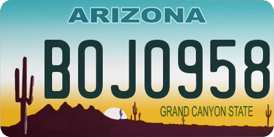 AZ license plate BOJ0958