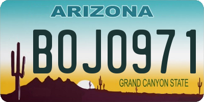 AZ license plate BOJ0971