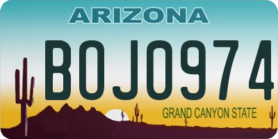 AZ license plate BOJ0974