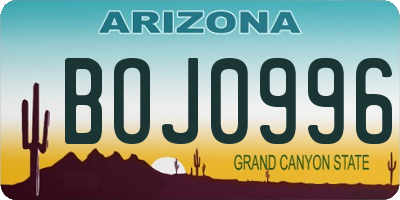 AZ license plate BOJ0996
