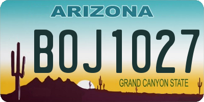 AZ license plate BOJ1027