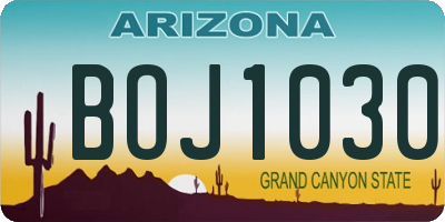 AZ license plate BOJ1030
